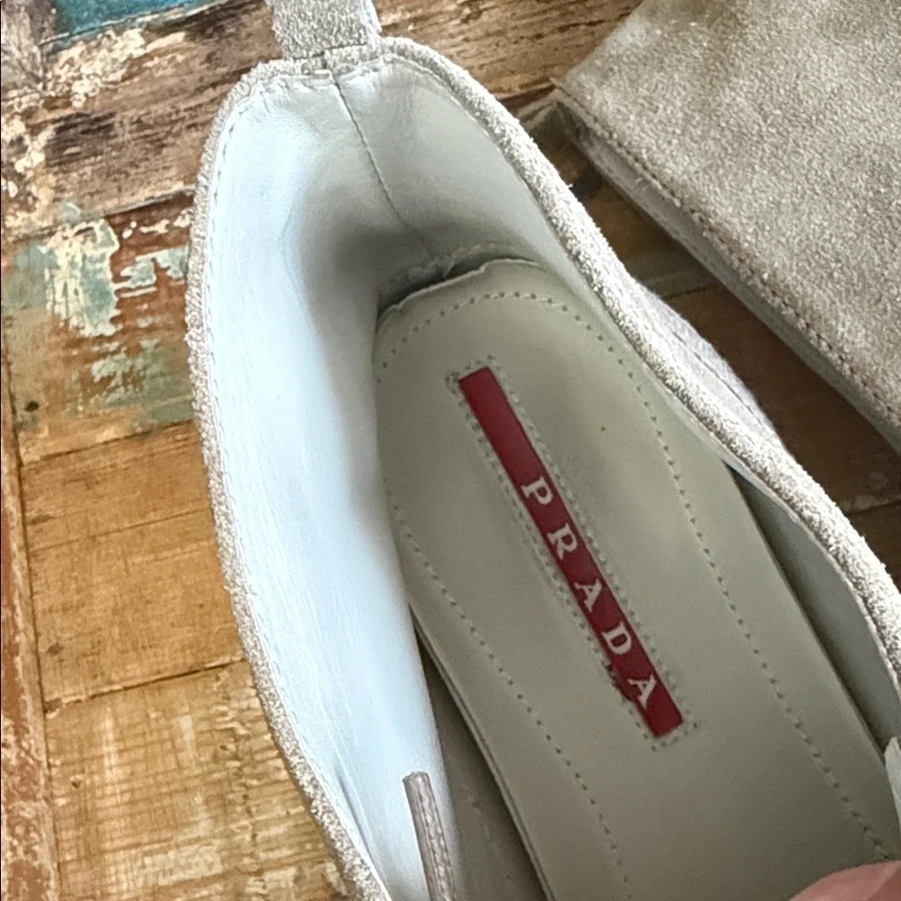 PRADA Men’s Suede Lace-Up Shoes in Taupe Size 8.5 - Picture 8 of 10